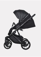 Детская коляска 2 в 1 Riko Basic Delta Ecco из экокожи, с поворотными передними колесами | Реверсивный прогулочный блок | Колеса из вспененной резины | Цвет - черный