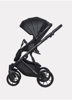 Детская коляска 2 в 1 Riko Basic Delta Ecco из экокожи, с поворотными передними колесами | Реверсивный прогулочный блок | Колеса из вспененной резины | Цвет - черный