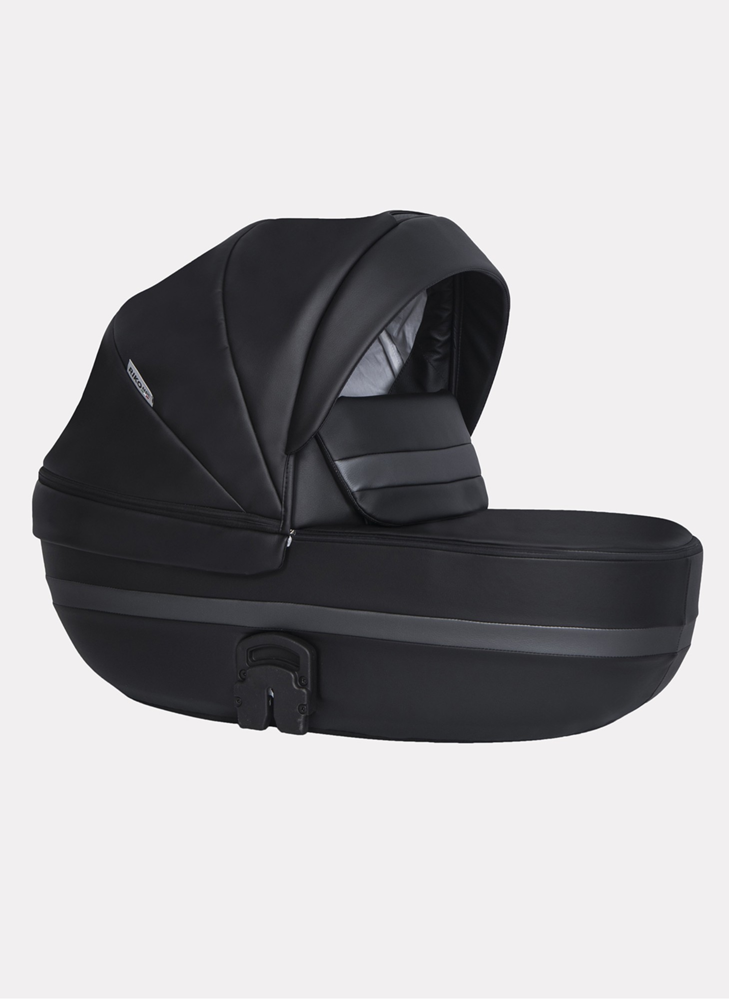 Детская коляска 2 в 1 Riko Basic Delta Ecco из экокожи, с поворотными передними колесами | Реверсивный прогулочный блок | Колеса из вспененной резины | Цвет - черный