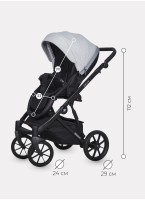 Детская коляска 2 в 1 Riko Basic Delta с поворотными передними колесами | Реверсивный прогулочный блок | Колеса из вспененной резины | Цвет - серый
