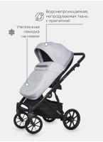 Детская коляска 2 в 1 Riko Basic Delta с поворотными передними колесами | Реверсивный прогулочный блок | Колеса из вспененной резины | Цвет - серый
