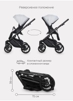 Детская коляска 2 в 1 Riko Basic Delta с поворотными передними колесами | Реверсивный прогулочный блок | Колеса из вспененной резины | Цвет - серый