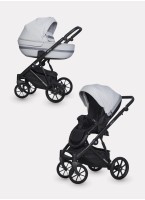 Детская коляска 2 в 1 Riko Basic Delta с поворотными передними колесами | Реверсивный прогулочный блок | Колеса из вспененной резины | Цвет - серый