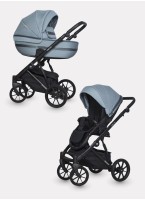 Детская коляска 2 в 1 Riko Basic Delta с поворотными передними колесами | Реверсивный прогулочный блок | Колеса из вспененной резины | Цвет - бирюзовый