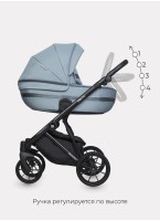Детская коляска 2 в 1 Riko Basic Delta с поворотными передними колесами | Реверсивный прогулочный блок | Колеса из вспененной резины | Цвет - бирюзовый