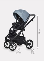 Детская коляска 2 в 1 Riko Basic Delta с поворотными передними колесами | Реверсивный прогулочный блок | Колеса из вспененной резины | Цвет - бирюзовый