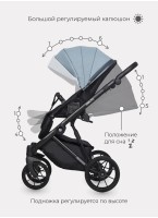 Детская коляска 2 в 1 Riko Basic Delta с поворотными передними колесами | Реверсивный прогулочный блок | Колеса из вспененной резины | Цвет - бирюзовый