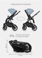 Детская коляска 2 в 1 Riko Basic Delta с поворотными передними колесами | Реверсивный прогулочный блок | Колеса из вспененной резины | Цвет - бирюзовый