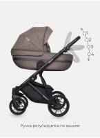 Детская коляска 2 в 1 Riko Basic Delta с поворотными передними колесами | Реверсивный прогулочный блок | Колеса из вспененной резины | Цвет - бежевый