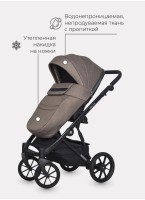Детская коляска 2 в 1 Riko Basic Delta с поворотными передними колесами | Реверсивный прогулочный блок | Колеса из вспененной резины | Цвет - бежевый