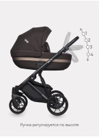 Детская коляска 3 в 1 Riko Basic Delta с поворотными передними колесами | Реверсивный прогулочный блок | Колеса из вспененной резины | Цвет - коричневый
