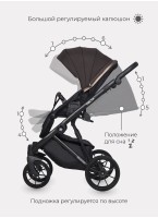Детская коляска 3 в 1 Riko Basic Delta с поворотными передними колесами | Реверсивный прогулочный блок | Колеса из вспененной резины | Цвет - коричневый