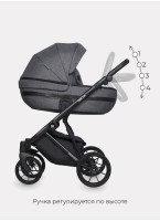 Детская коляска 3 в 1 Riko Basic Delta с поворотными передними колесами | Реверсивный прогулочный блок | Колеса из вспененной резины | Цвет - темно-серый