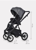 Детская коляска 3 в 1 Riko Basic Delta с поворотными передними колесами | Реверсивный прогулочный блок | Колеса из вспененной резины | Цвет - темно-серый