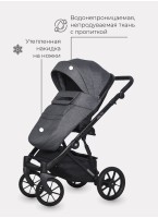 Детская коляска 3 в 1 Riko Basic Delta с поворотными передними колесами | Реверсивный прогулочный блок | Колеса из вспененной резины | Цвет - темно-серый