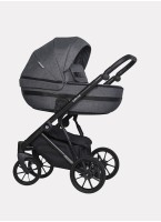 Детская коляска 3 в 1 Riko Basic Delta с поворотными передними колесами | Реверсивный прогулочный блок | Колеса из вспененной резины | Цвет - темно-серый