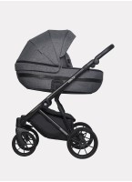 Детская коляска 3 в 1 Riko Basic Delta с поворотными передними колесами | Реверсивный прогулочный блок | Колеса из вспененной резины | Цвет - темно-серый