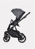 Детская коляска 3 в 1 Riko Basic Delta с поворотными передними колесами | Реверсивный прогулочный блок | Колеса из вспененной резины | Цвет - темно-серый