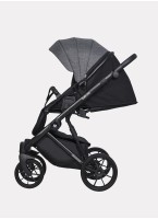 Детская коляска 3 в 1 Riko Basic Delta с поворотными передними колесами | Реверсивный прогулочный блок | Колеса из вспененной резины | Цвет - темно-серый