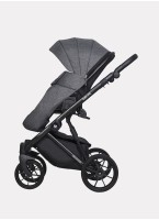 Детская коляска 3 в 1 Riko Basic Delta с поворотными передними колесами | Реверсивный прогулочный блок | Колеса из вспененной резины | Цвет - темно-серый