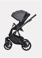 Детская коляска 3 в 1 Riko Basic Delta с поворотными передними колесами | Реверсивный прогулочный блок | Колеса из вспененной резины | Цвет - темно-серый