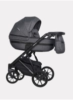 Детская коляска 3 в 1 Riko Basic Delta с поворотными передними колесами | Реверсивный прогулочный блок | Колеса из вспененной резины | Цвет - темно-серый