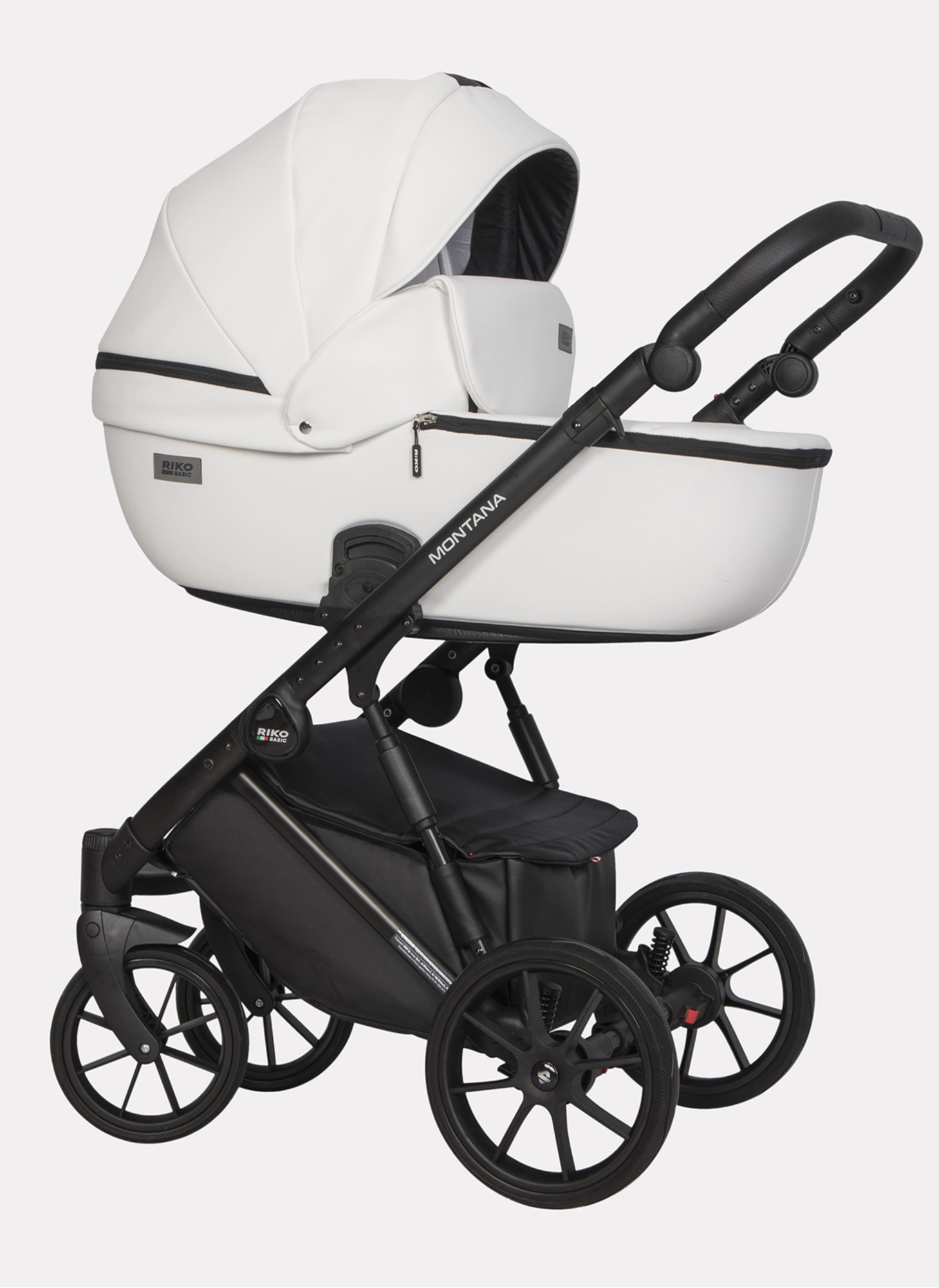 Детская коляска 2 в 1 Riko Basic Montana Ecco из экокожи | Реверсивный прогулочный блок | Регулируемая амортизация | Передние поворачиваемые колеса | Цвет - зеленый