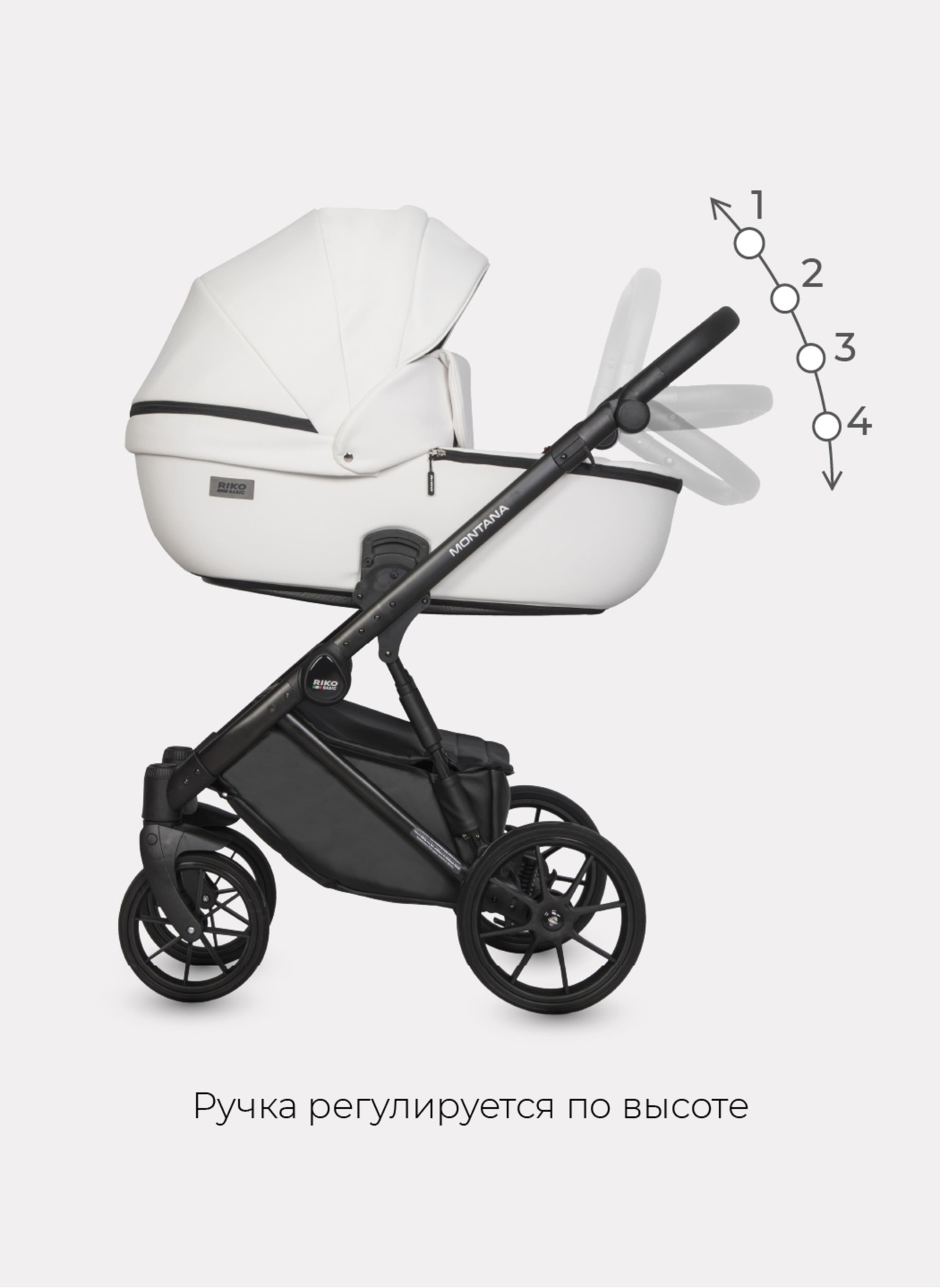 Детская коляска 2 в 1 Riko Basic Montana Ecco из экокожи | Реверсивный прогулочный блок | Регулируемая амортизация | Передние поворачиваемые колеса | Цвет - зеленый