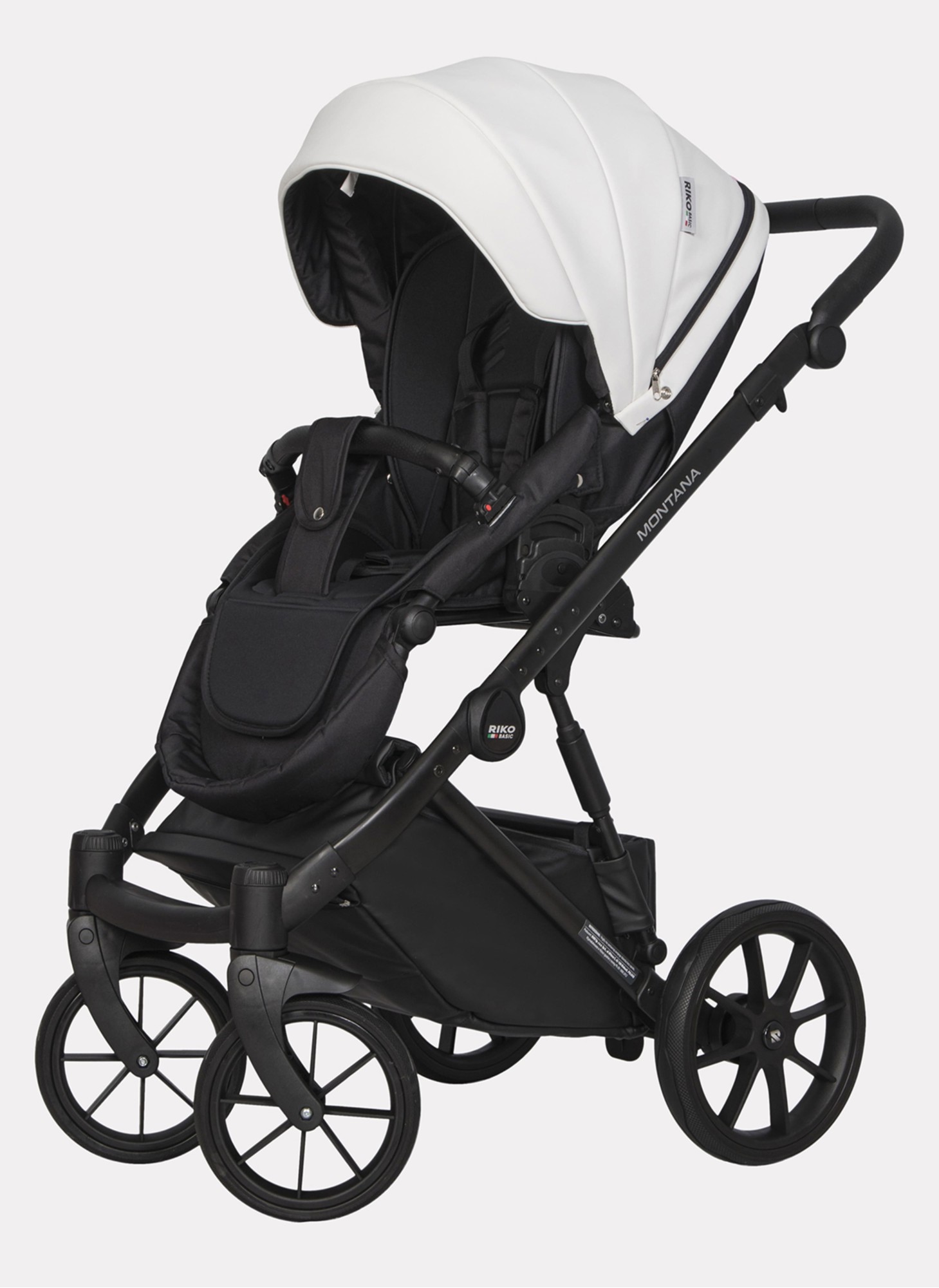 Детская коляска 2 в 1 Riko Basic Montana Ecco из экокожи | Реверсивный прогулочный блок | Регулируемая амортизация | Передние поворачиваемые колеса | Цвет - зеленый