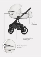 Детская коляска 2 в 1 Riko Basic Montana Ecco из экокожи | Реверсивный прогулочный блок | Регулируемая амортизация | Передние поворачиваемые колеса | Цвет - зеленый