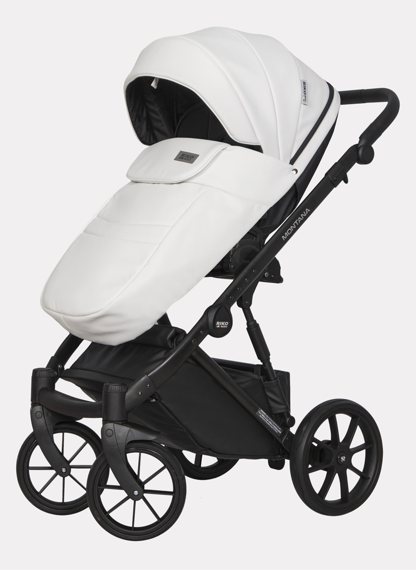 Детская коляска 2 в 1 Riko Basic Montana Ecco из экокожи | Реверсивный прогулочный блок | Регулируемая амортизация | Передние поворачиваемые колеса | Цвет - зеленый