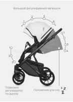 Детская коляска 2 в 1 Riko Basic Montana Ecco из экокожи | Реверсивный прогулочный блок | Регулируемая амортизация | Передние поворачиваемые колеса | Цвет - зеленый
