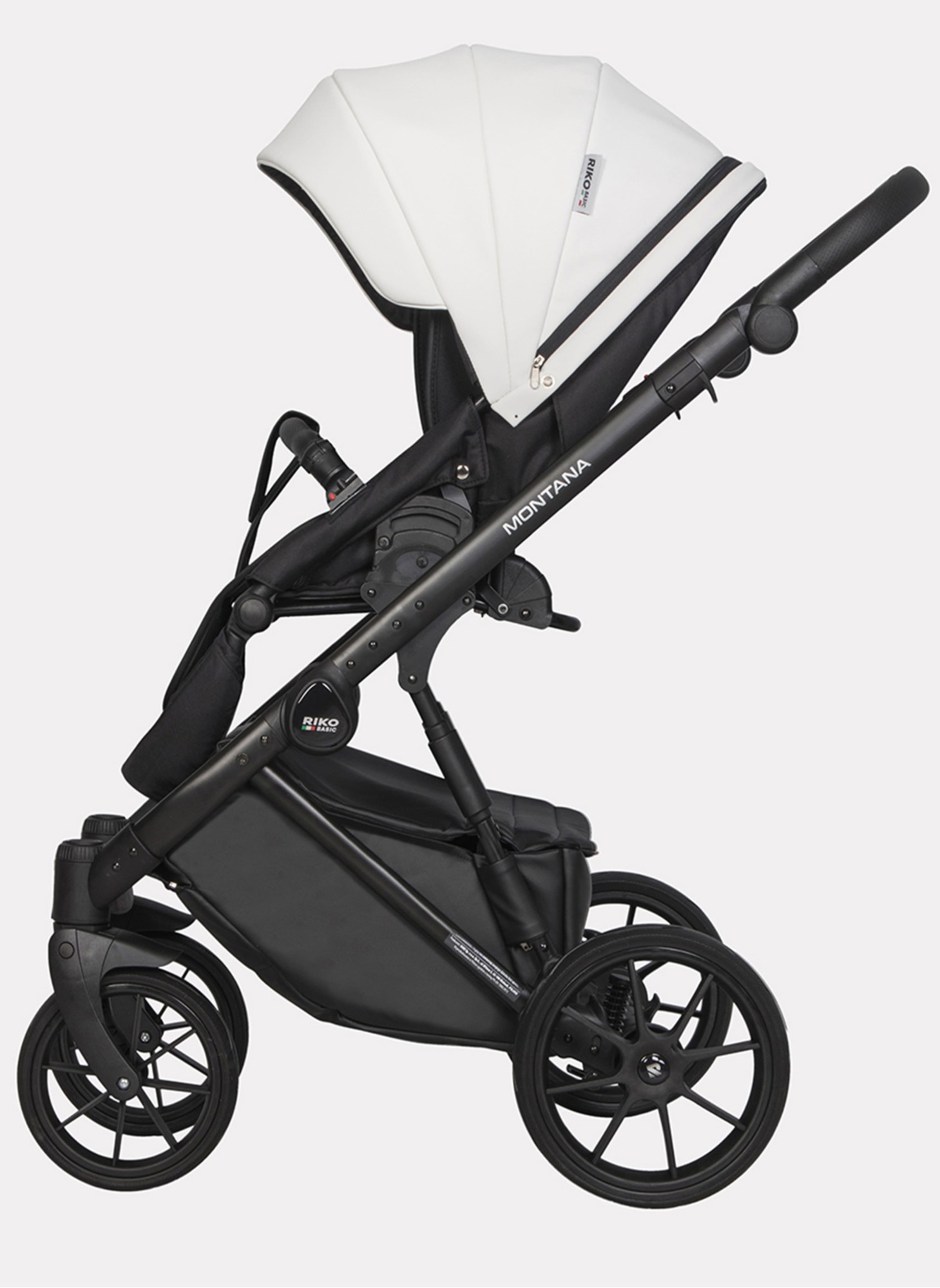 Детская коляска 2 в 1 Riko Basic Montana Ecco из экокожи | Реверсивный прогулочный блок | Регулируемая амортизация | Передние поворачиваемые колеса | Цвет - зеленый