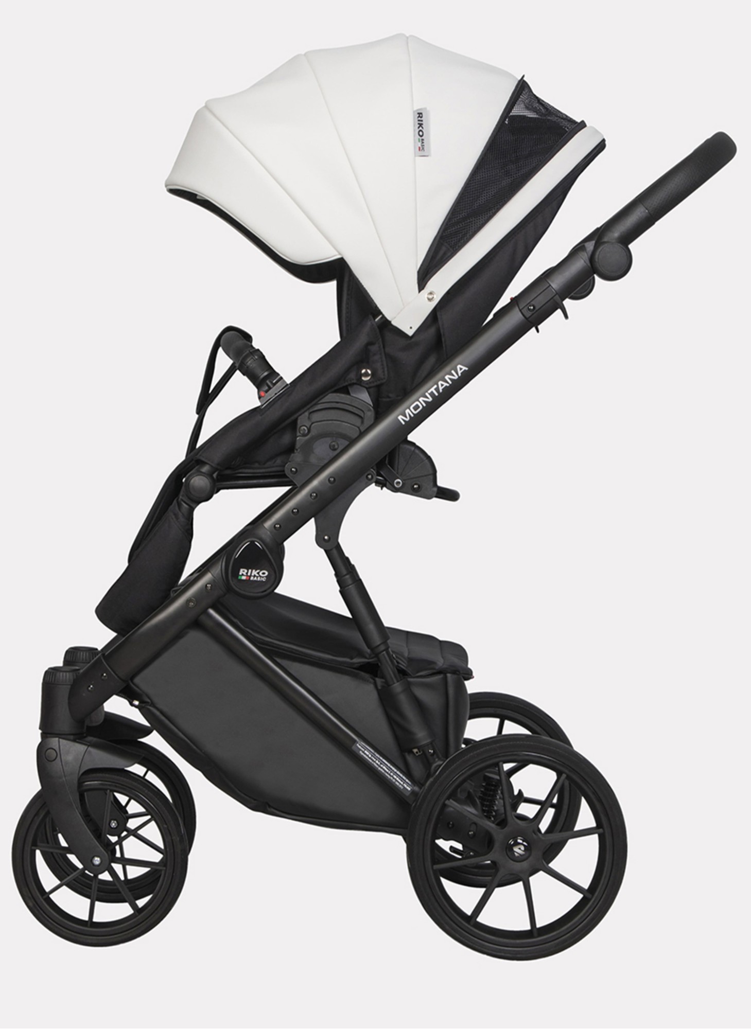 Детская коляска 2 в 1 Riko Basic Montana Ecco из экокожи | Реверсивный прогулочный блок | Регулируемая амортизация | Передние поворачиваемые колеса | Цвет - зеленый