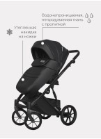 Детская коляска 2 в 1 Riko Basic Montana Ecco из экокожи | Реверсивный прогулочный блок | Регулируемая амортизация | Передние поворачиваемые колеса | Цвет - черный