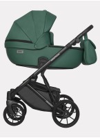 Детская коляска 2 в 1 Riko Basic Montana Ecco из экокожи | Реверсивный прогулочный блок | Регулируемая амортизация | Передние поворачиваемые колеса | Цвет - зеленый