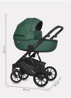 Детская коляска 2 в 1 Riko Basic Montana Ecco из экокожи | Реверсивный прогулочный блок | Регулируемая амортизация | Передние поворачиваемые колеса | Цвет - зеленый