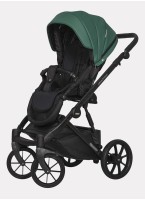 Детская коляска 2 в 1 Riko Basic Montana Ecco из экокожи | Реверсивный прогулочный блок | Регулируемая амортизация | Передние поворачиваемые колеса | Цвет - зеленый