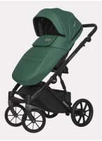 Детская коляска 2 в 1 Riko Basic Montana Ecco из экокожи | Реверсивный прогулочный блок | Регулируемая амортизация | Передние поворачиваемые колеса | Цвет - зеленый
