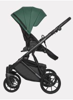 Детская коляска 2 в 1 Riko Basic Montana Ecco из экокожи | Реверсивный прогулочный блок | Регулируемая амортизация | Передние поворачиваемые колеса | Цвет - зеленый