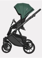 Детская коляска 2 в 1 Riko Basic Montana Ecco из экокожи | Реверсивный прогулочный блок | Регулируемая амортизация | Передние поворачиваемые колеса | Цвет - зеленый