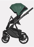 Детская коляска 2 в 1 Riko Basic Montana Ecco из экокожи | Реверсивный прогулочный блок | Регулируемая амортизация | Передние поворачиваемые колеса | Цвет - зеленый