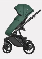 Детская коляска 2 в 1 Riko Basic Montana Ecco из экокожи | Реверсивный прогулочный блок | Регулируемая амортизация | Передние поворачиваемые колеса | Цвет - зеленый