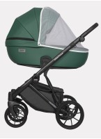 Детская коляска 2 в 1 Riko Basic Montana Ecco из экокожи | Реверсивный прогулочный блок | Регулируемая амортизация | Передние поворачиваемые колеса | Цвет - зеленый