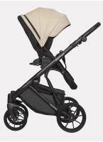 Детская коляска 2 в 1 Riko Basic Montana Ecco из экокожи | Реверсивный прогулочный блок | Регулируемая амортизация | Передние поворачиваемые колеса | Цвет - кремовый