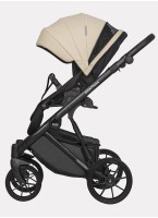 Детская коляска 2 в 1 Riko Basic Montana Ecco из экокожи | Реверсивный прогулочный блок | Регулируемая амортизация | Передние поворачиваемые колеса | Цвет - кремовый