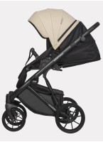 Детская коляска 2 в 1 Riko Basic Montana Ecco из экокожи | Реверсивный прогулочный блок | Регулируемая амортизация | Передние поворачиваемые колеса | Цвет - кремовый