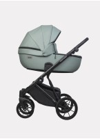 Детская коляска 2 в 1 Riko Basic Montana Ecco из экокожи | Реверсивный прогулочный блок | Регулируемая амортизация | Передние поворачиваемые колеса | Цвет - зеленый