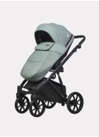 Детская коляска 2 в 1 Riko Basic Montana Ecco из экокожи | Реверсивный прогулочный блок | Регулируемая амортизация | Передние поворачиваемые колеса | Цвет - зеленый