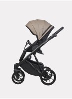 Детская коляска 2 в 1 Riko Basic Montana Ecco из экокожи | Реверсивный прогулочный блок | Регулируемая амортизация | Передние поворачиваемые колеса | Цвет - бежевый